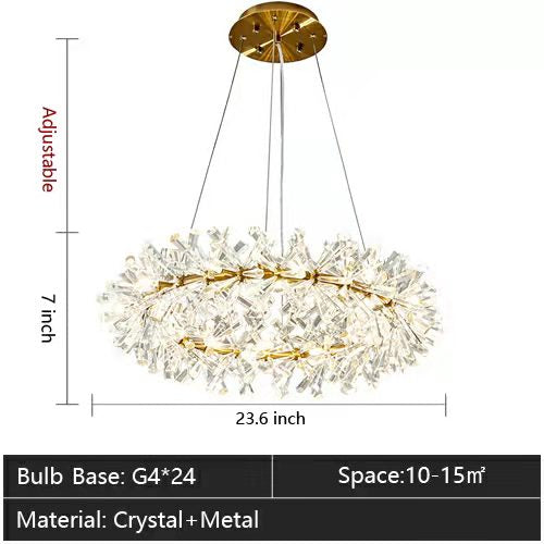 2 Wheel Frozen Ice Crystal Chandelier Light For Living Room Dining Hall-MEET LIGHTING