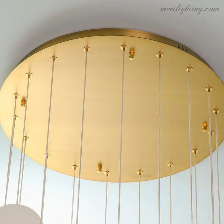 Alabaster Brass Modern Globe Spiral Chandelier-MEET LIGHTING