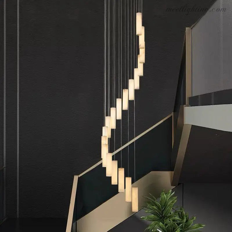 Alabaster Brass Spiral Indoor Modern Chandelier-MEET LIGHTING