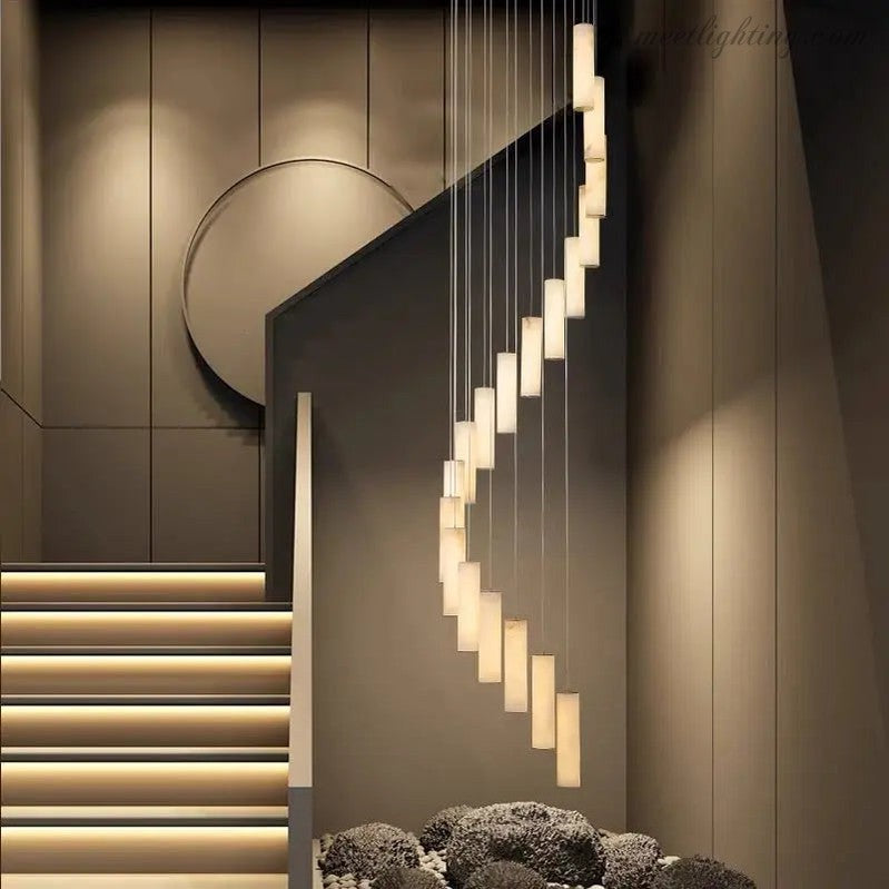 Alabaster Brass Spiral Indoor Modern Chandelier-MEET LIGHTING