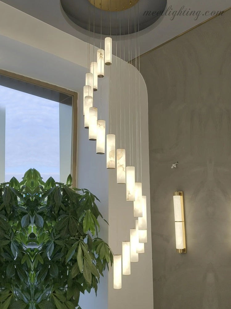 Alabaster Brass Spiral Indoor Modern Chandelier-MEET LIGHTING