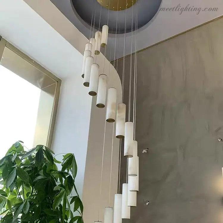 Alabaster Brass Spiral Indoor Modern Chandelier-MEET LIGHTING