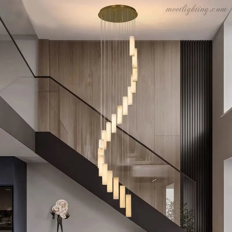 Alabaster Brass Spiral Indoor Modern Chandelier-MEET LIGHTING