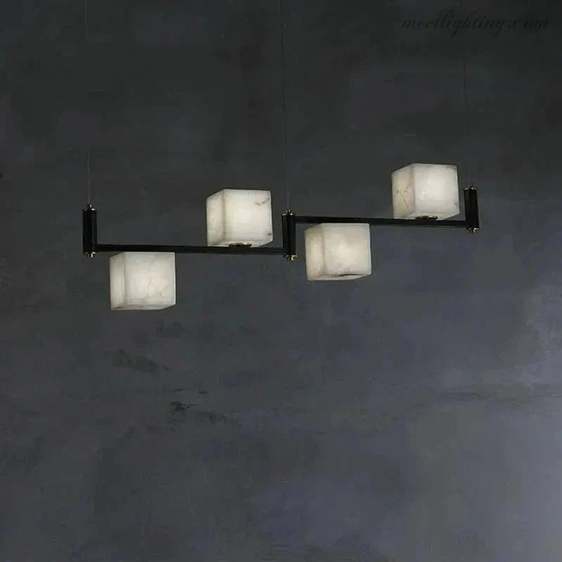 Alabaster Cubic Dining Pendant Chandelier-MEET LIGHTING