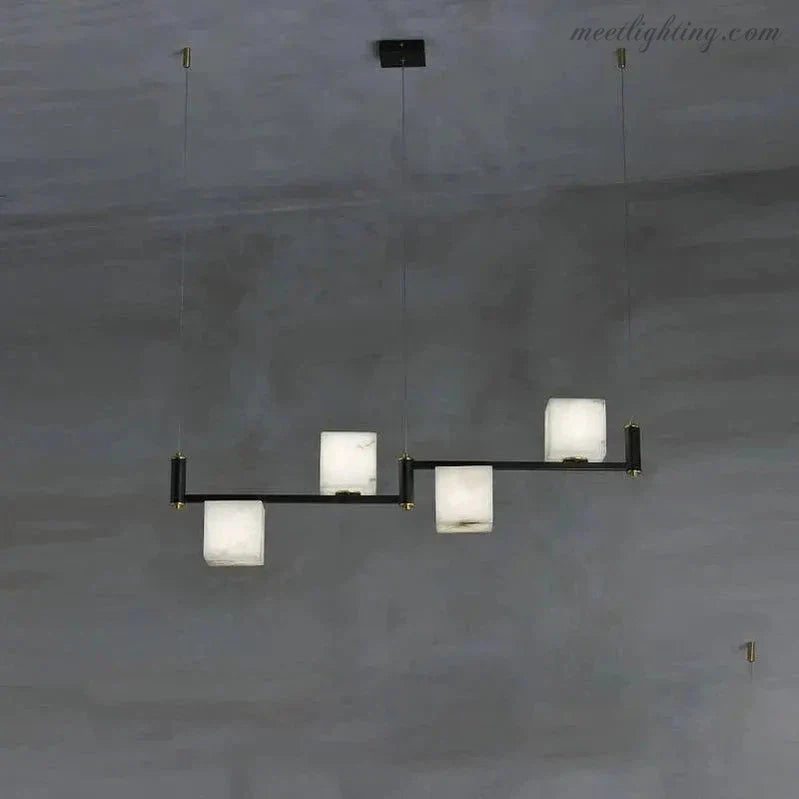 Alabaster Cubic Dining Pendant Chandelier-MEET LIGHTING