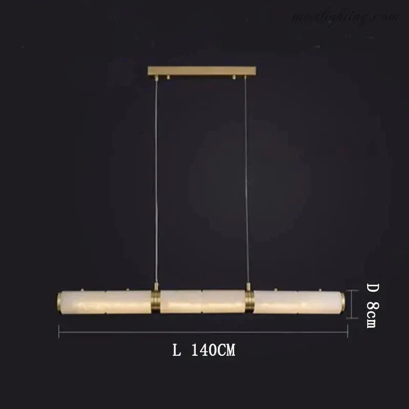 Alabaster Cylindrical Linear Chandelier-MEET LIGHTING