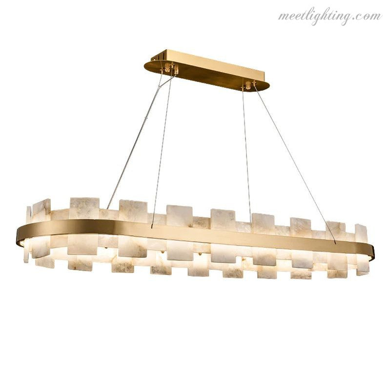 Alabaster Globe Modern Oval Chandelier-MEET LIGHTING