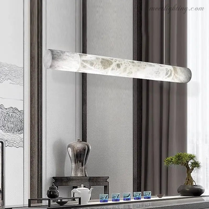 Alabaster Kitchen Round Tube Pendant Lights-Meet Lighting