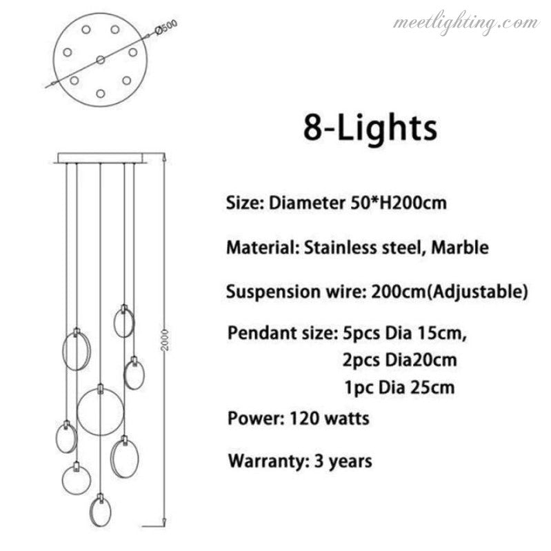Alabaster Long Staircase Chandelier-MEET LIGHTING