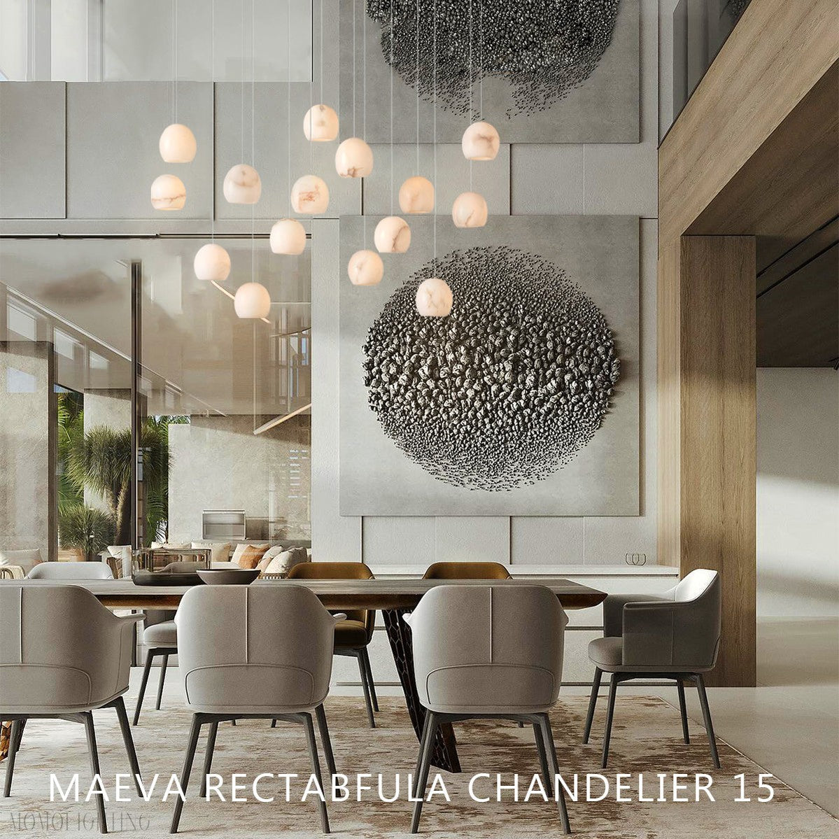 Alabaster Maeva Rectangular Chandelier 7 Light/ 15 Light/ 30 Light-Momo Lighting