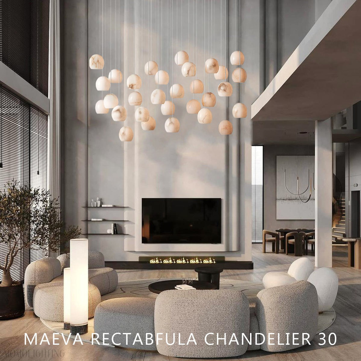 Alabaster Maeva Rectangular Chandelier 7 Light/ 15 Light/ 30 Light-Momo Lighting