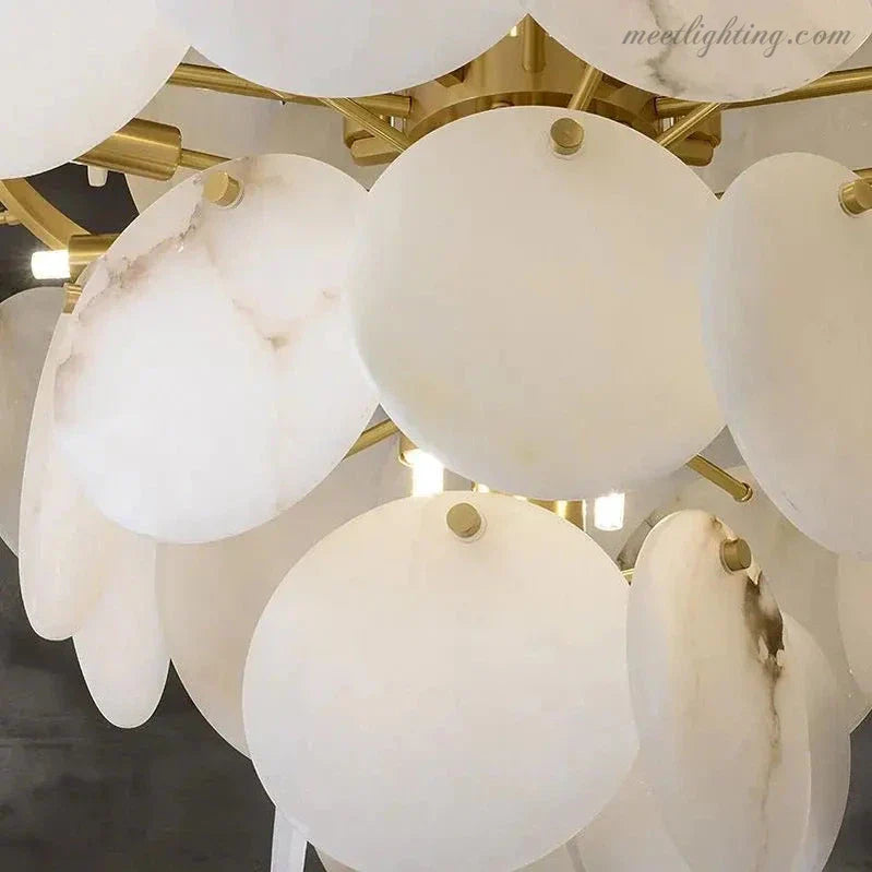 Alabaster Magnolia Multi-Tiered Round Chandelier-MEET LIGHTING