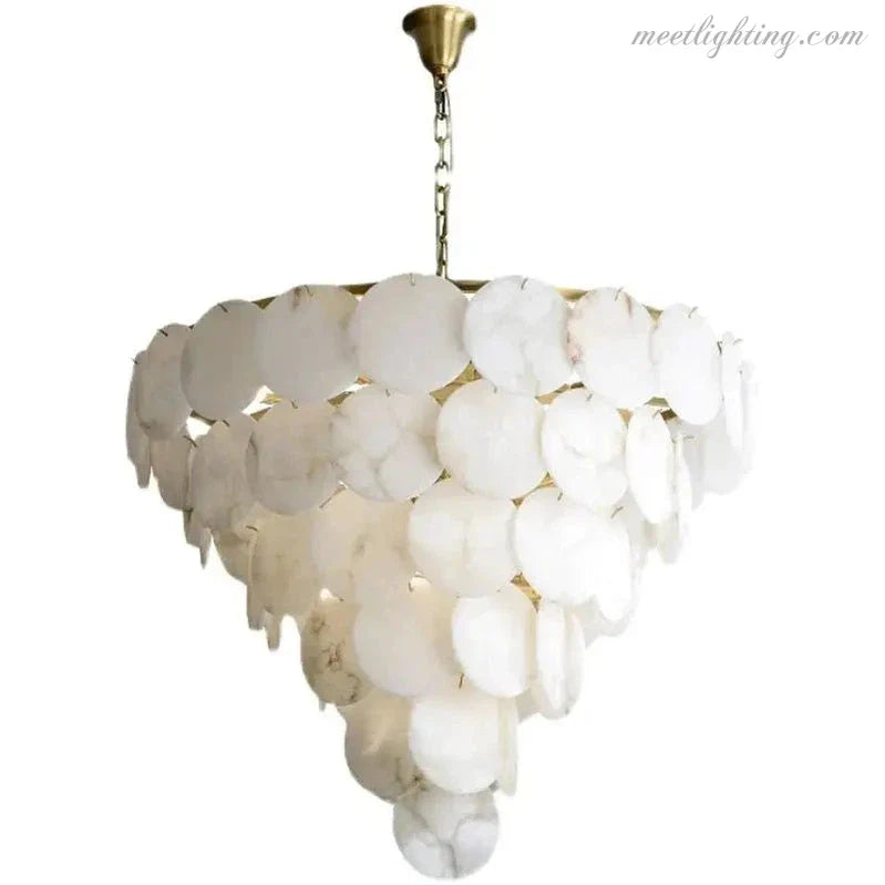 Alabaster Magnolia Multi-Tiered Round Chandelier-MEET LIGHTING