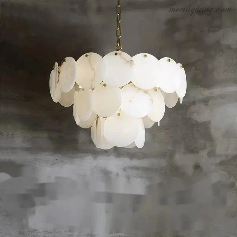 Alabaster Magnolia Multi-Tiered Round Chandelier-MEET LIGHTING