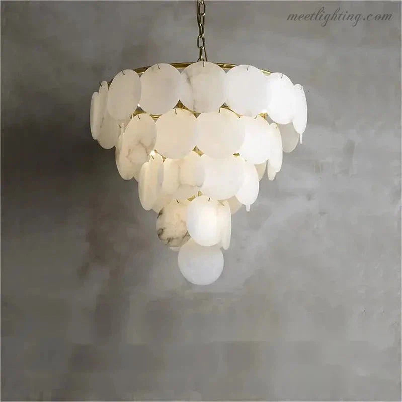 Alabaster Magnolia Multi-Tiered Round Chandelier-MEET LIGHTING