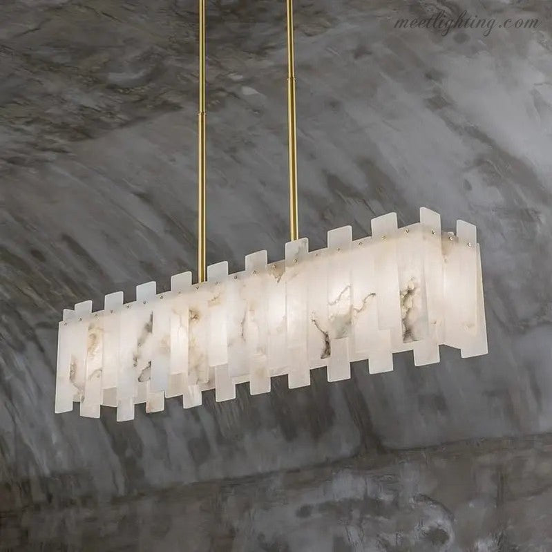 Alabaster Modern Rectangular Dining Room Chandeliers-MEET LIGHTING