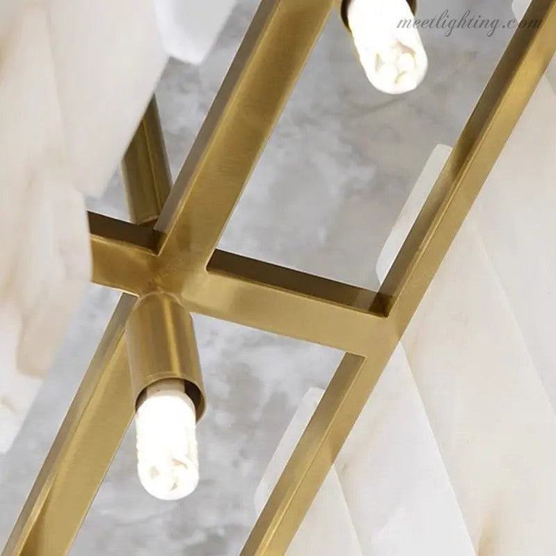 Alabaster Modern Rectangular Dining Room Chandeliers-MEET LIGHTING