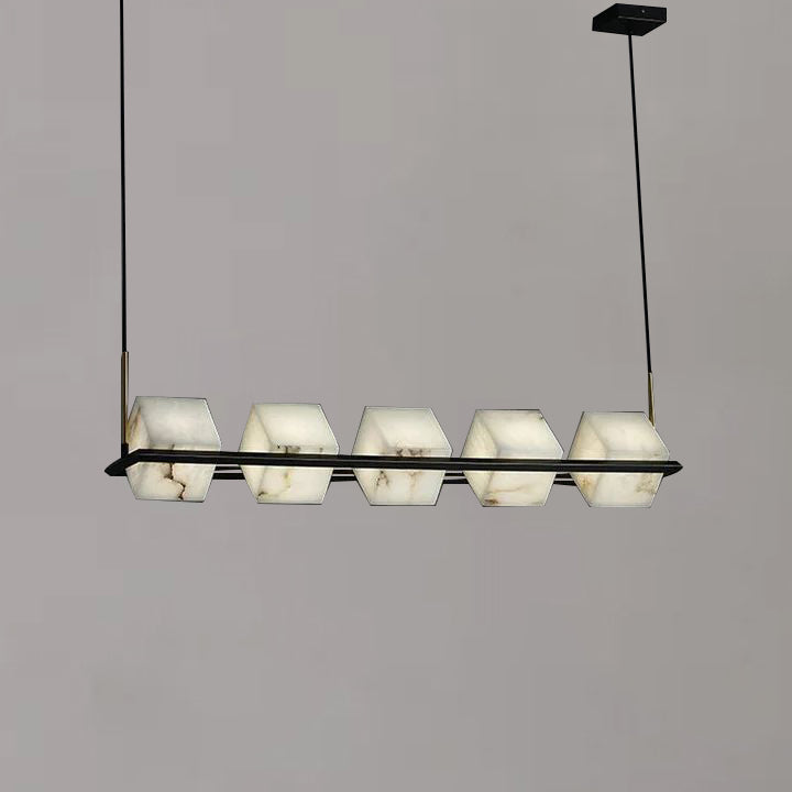 Modern Alabaster Cubic Island Chandelier, Kitchen Island Pendant Light, Pendant Lamp Over Dining Table-MEET LIGHTING