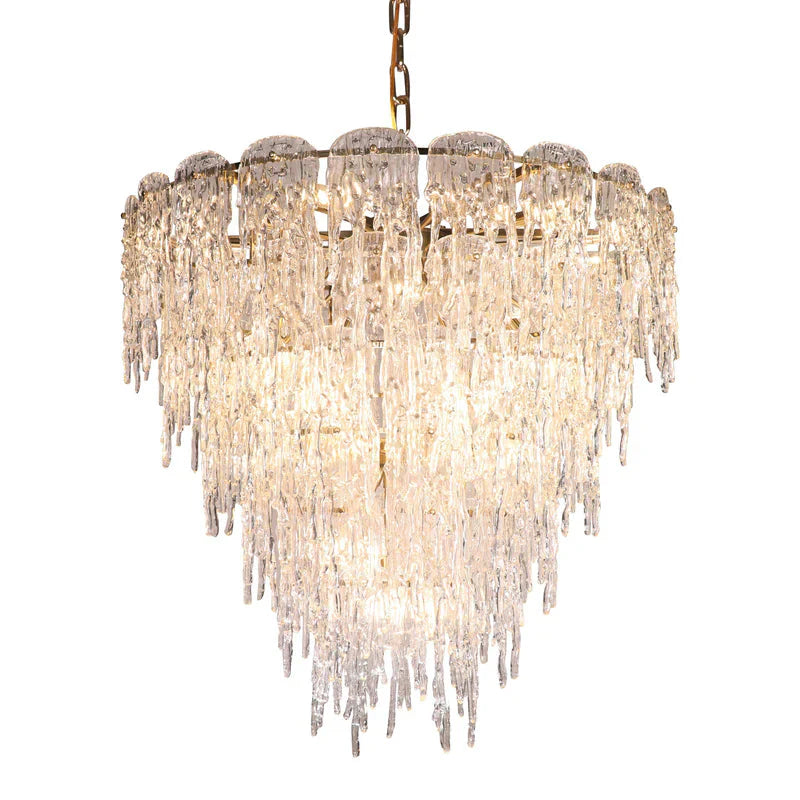 Aletta Melting Drop Crystal Glass Round Chandelier-MEET LIGHTING