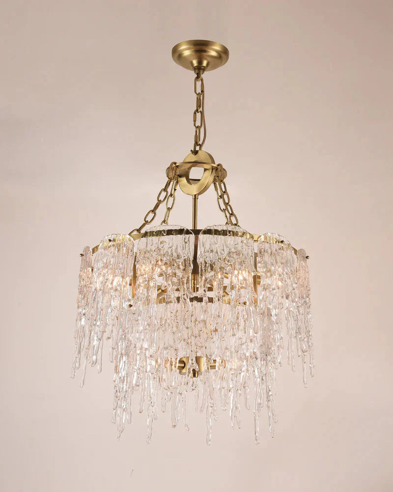 Aletta Melting Drop Crystal Glass Round Chandelier-MEET LIGHTING