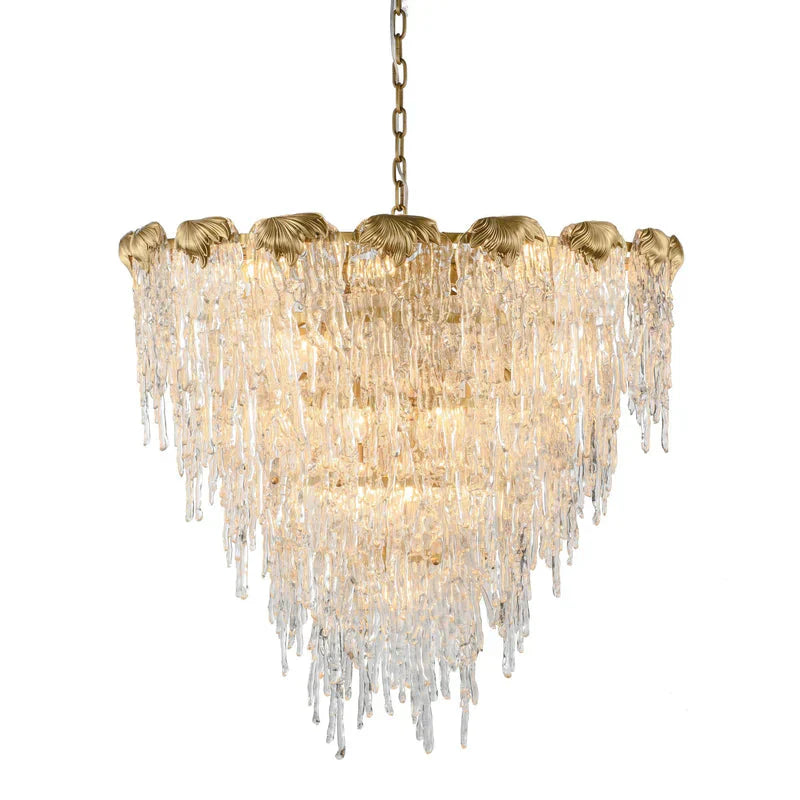 Aletta Melting Drop Crystal Glass Round Chandelier-MEET LIGHTING