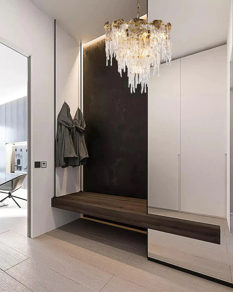 Aletta Melting Drop Crystal Glass Round Chandelier-MEET LIGHTING