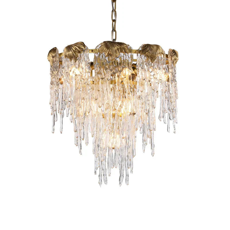 Aletta Melting Drop Crystal Glass Round Chandelier-MEET LIGHTING