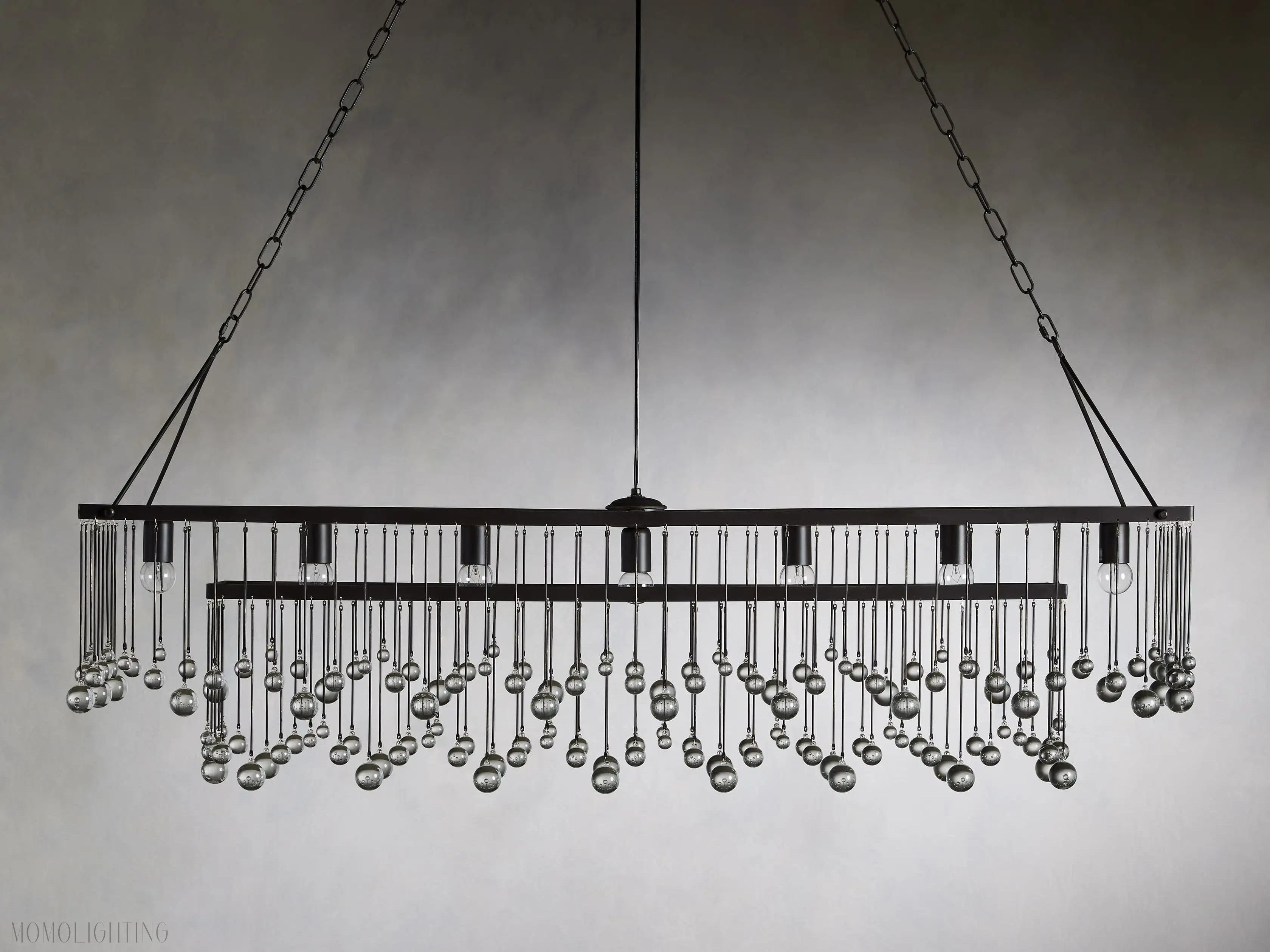Aubrey Crystal Ball Rectangular Chandelier 47'' 60''-Momo Lighting