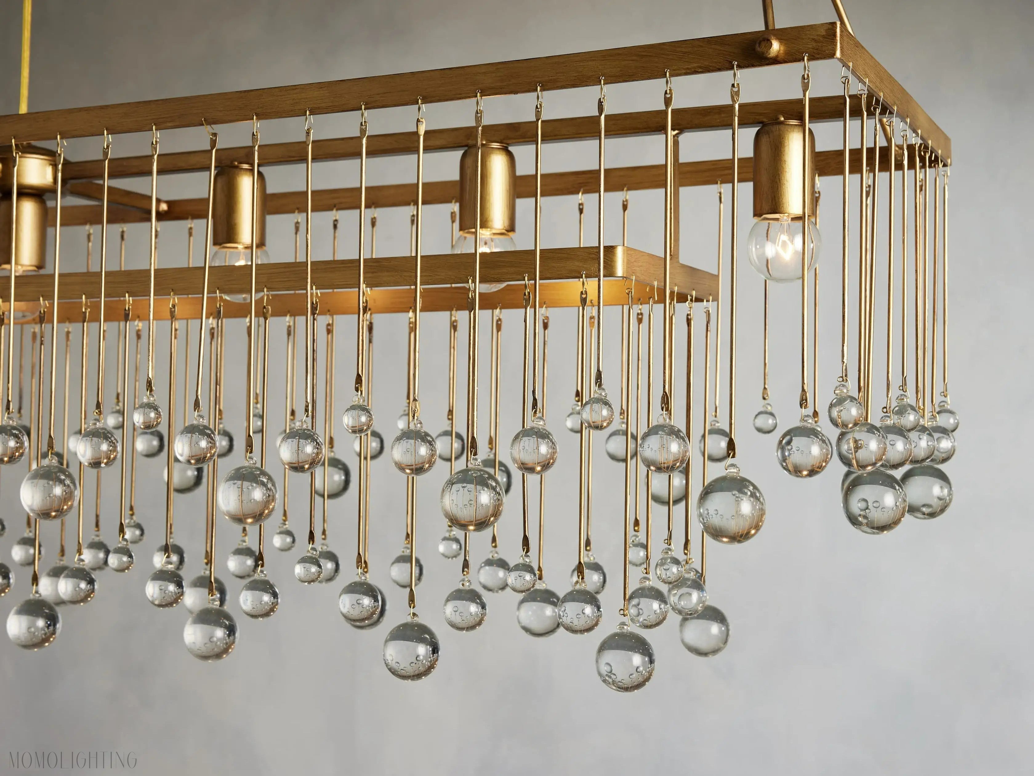 Aubrey Crystal Ball Rectangular Chandelier 47'' 60''-Momo Lighting