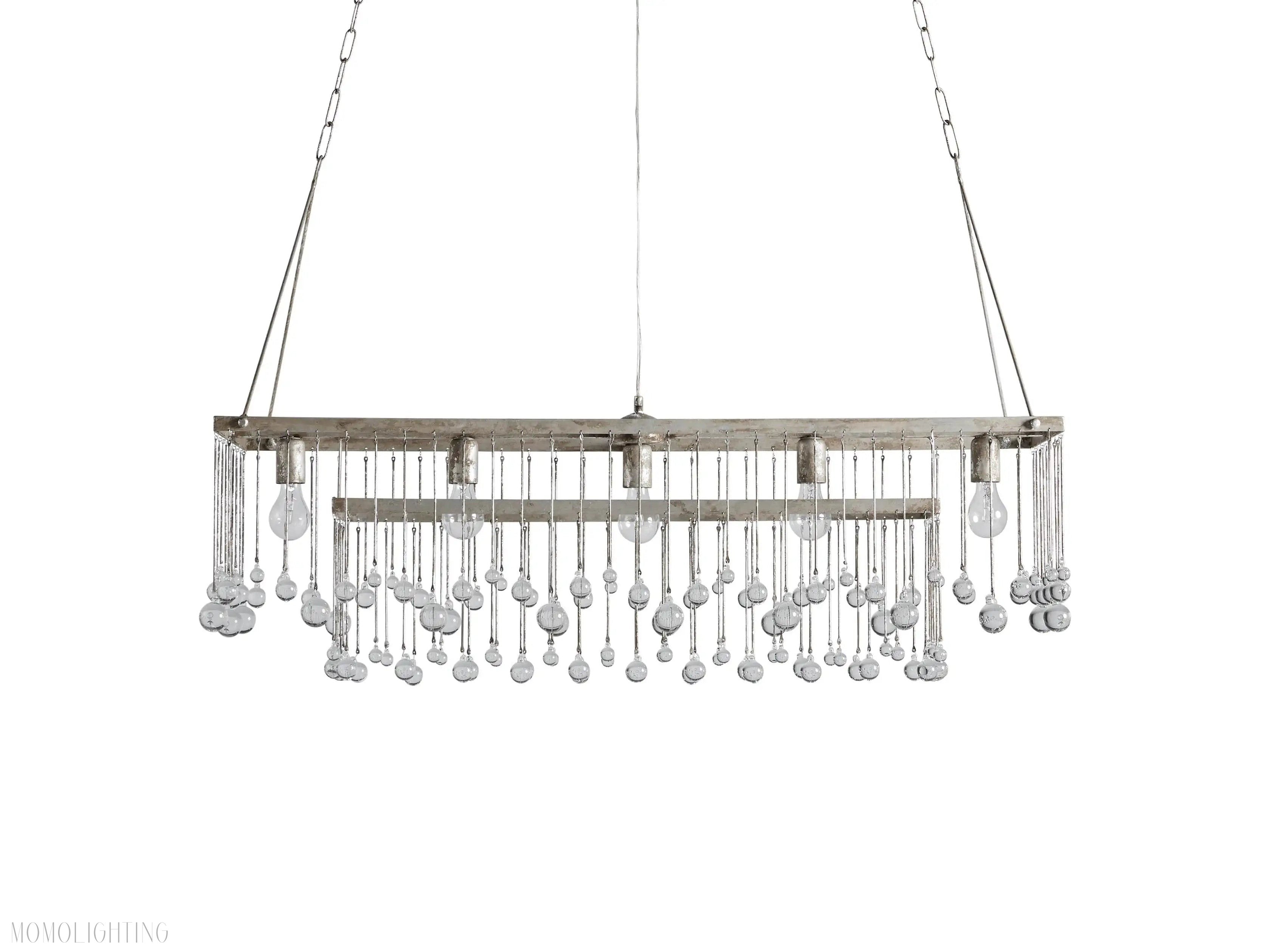 Aubrey Crystal Ball Rectangular Chandelier 47'' 60''-Momo Lighting