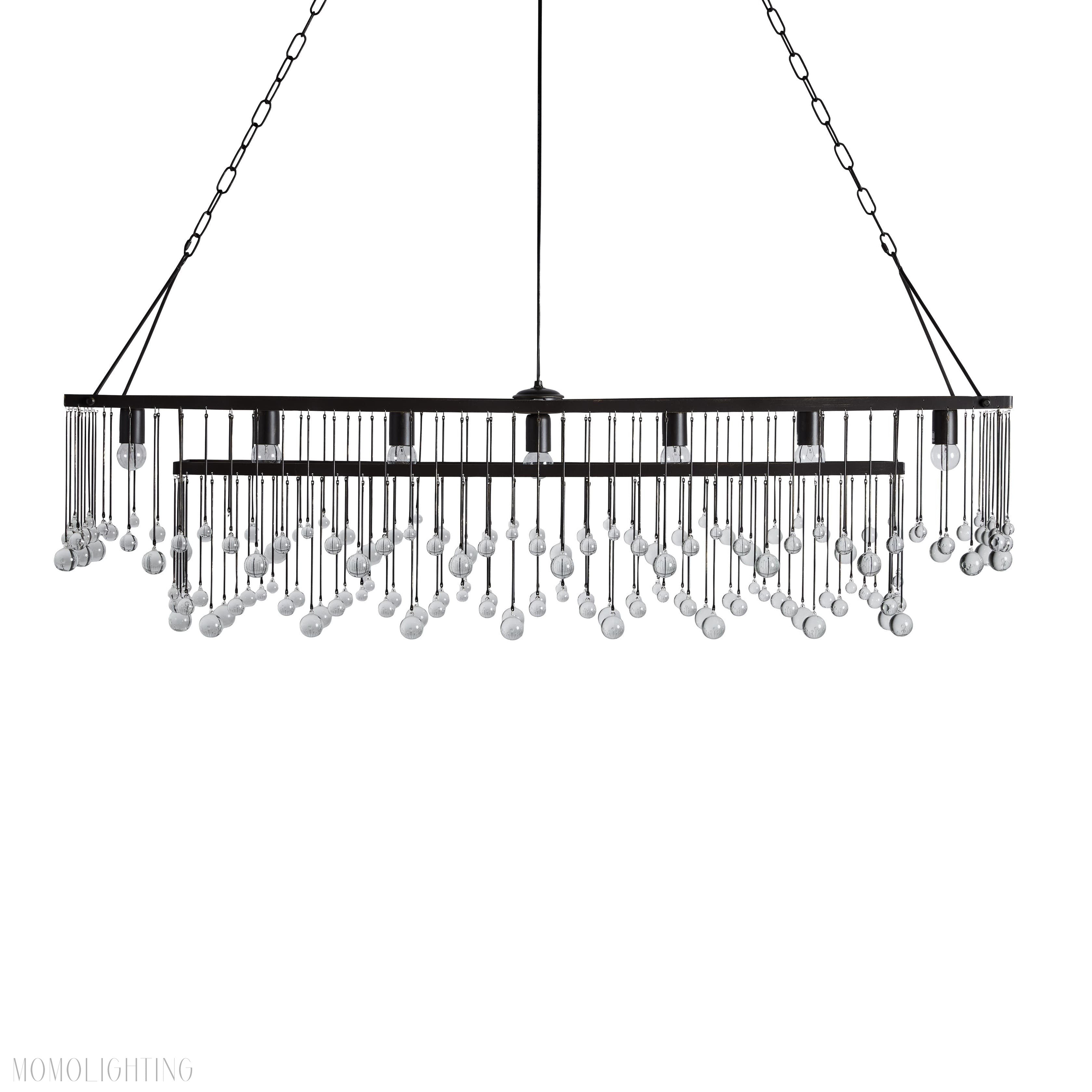 Aubrey Crystal Ball Rectangular Chandelier 47'' 60''-Momo Lighting