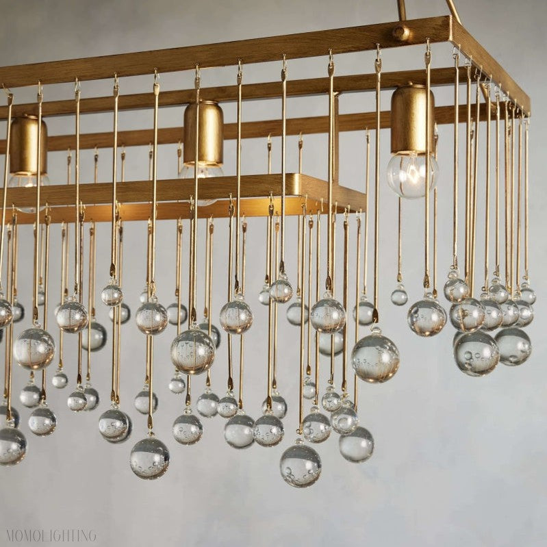 Aubrey Crystal Ball Rectangular Chandelier 47'' 60''-Momo Lighting