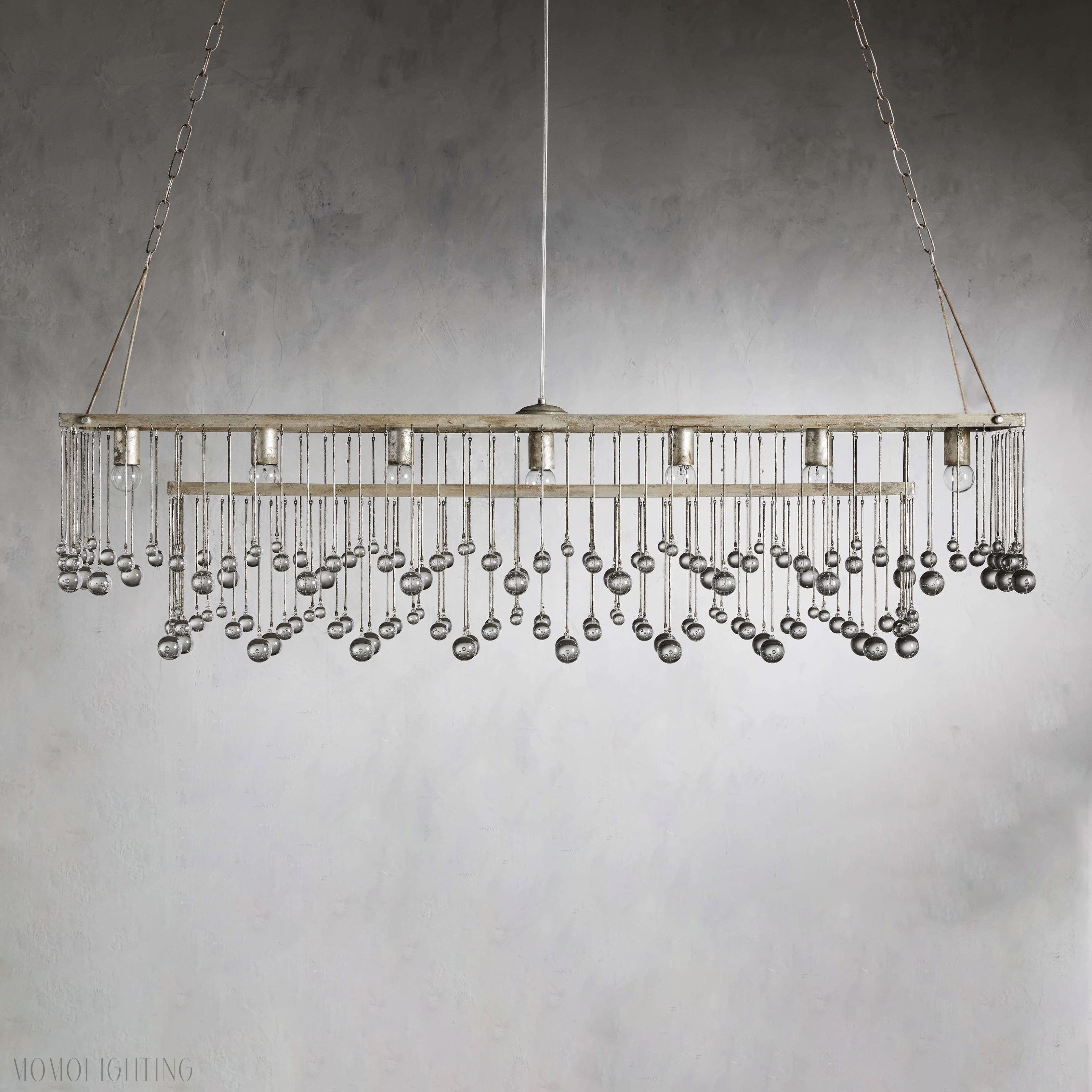 Aubrey Crystal Ball Rectangular Chandelier 47'' 60''-Momo Lighting