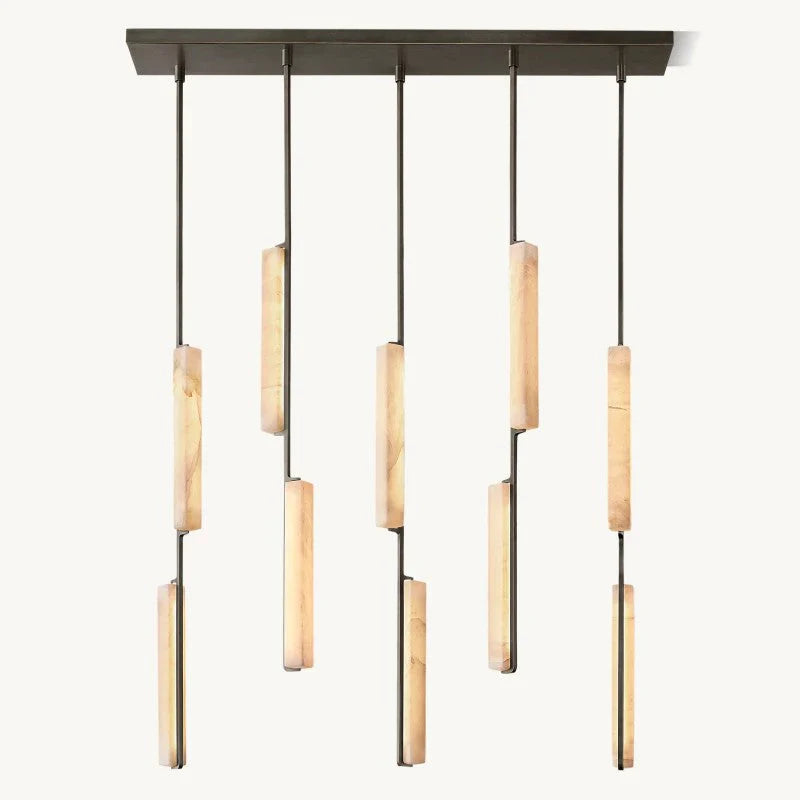 Audon Alabaster Linear Chandelier 54"-MEET LIGHTING