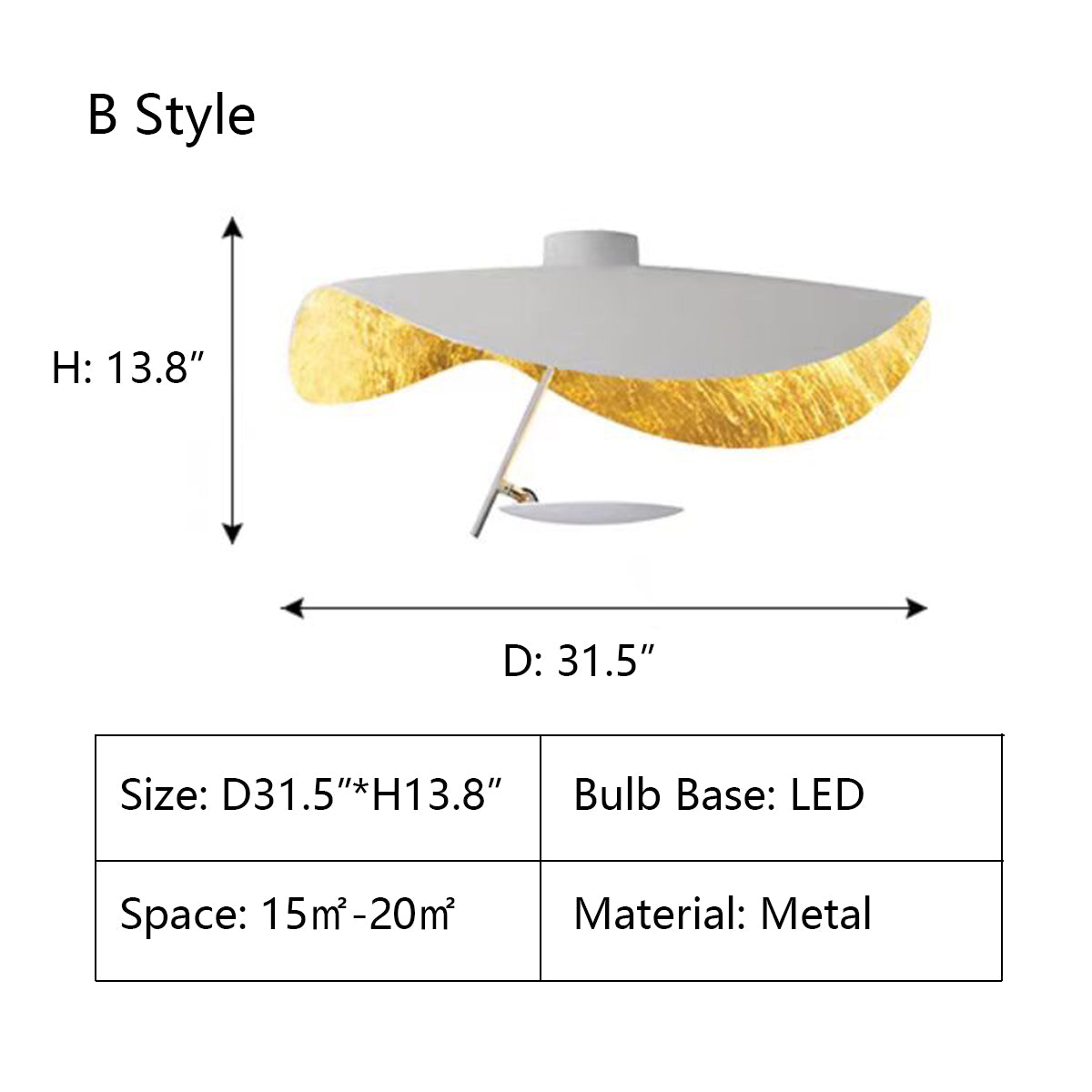 Designer Model Modern Art Hat Shape Gold Leaf Pendant Chandelier for Living/Dining Room-MEET LIGHTING