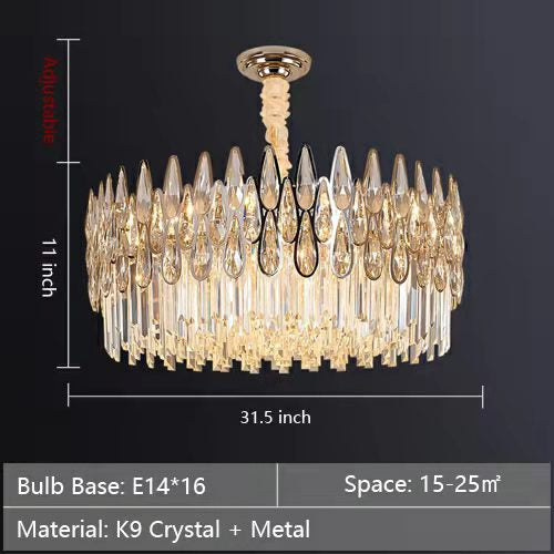 Modern Round/Rectangular Raindrop Crystal Chandelier for Low-ceiling-MEET LIGHTING
