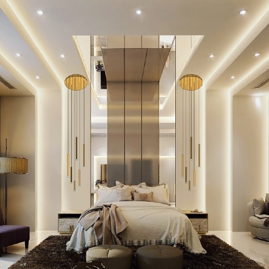 Bellini Square Tri-Tone Tubular Pendant Light Chandelier-MEET LIGHTING