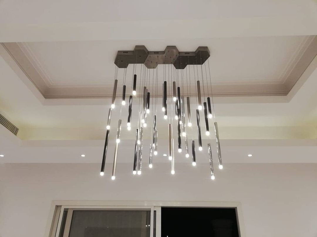Bellini Square Tri-Tone Tubular Pendant Light Chandelier-MEET LIGHTING