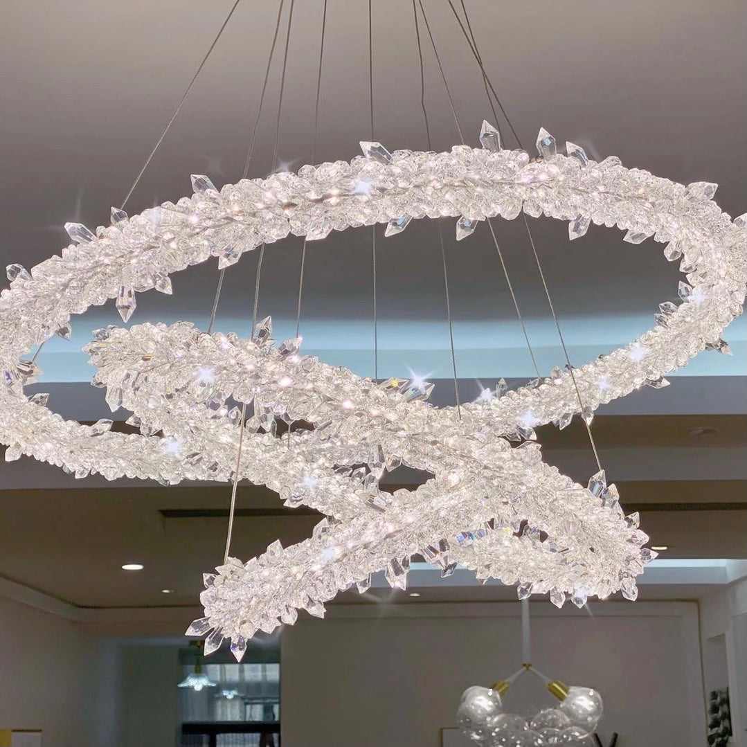 Modern 3-Ring Halo Crystal Chandelier for Living Room/Bedroom-MEET LIGHTING