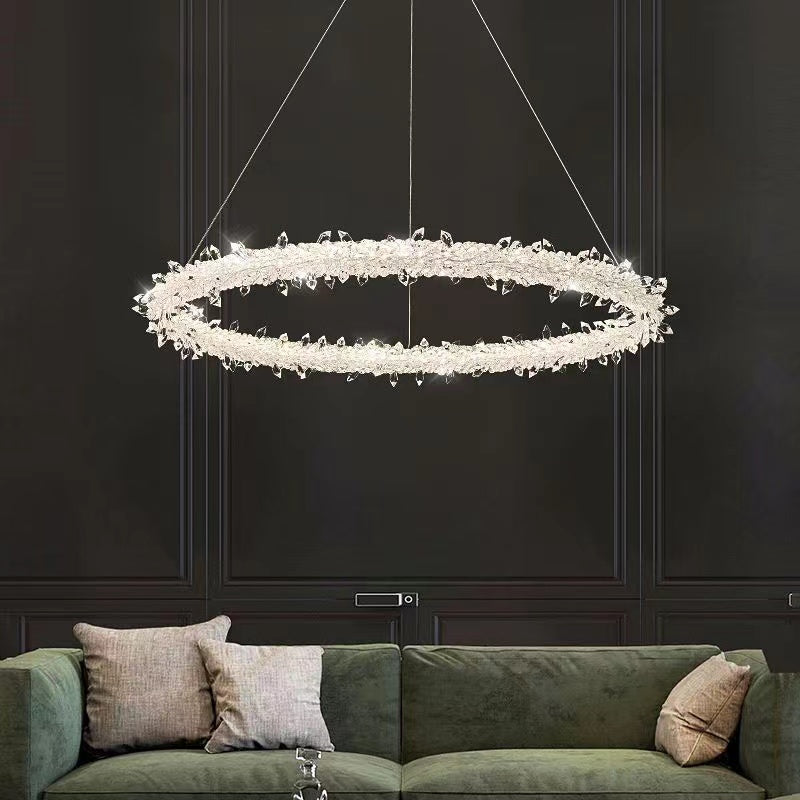 Modern 3-Ring Halo Crystal Chandelier for Living Room/Bedroom-MEET LIGHTING