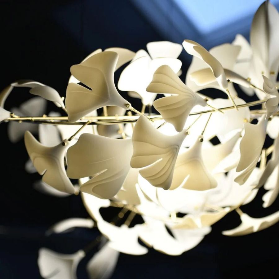 Boat-Shaped Ceramic Ginkgo Leaf Chandelier-MEET LIGHTING