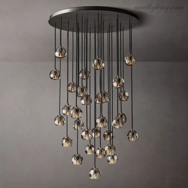 Boule Glass Round Cluster Chandelier 40"-MEET LIGHTING