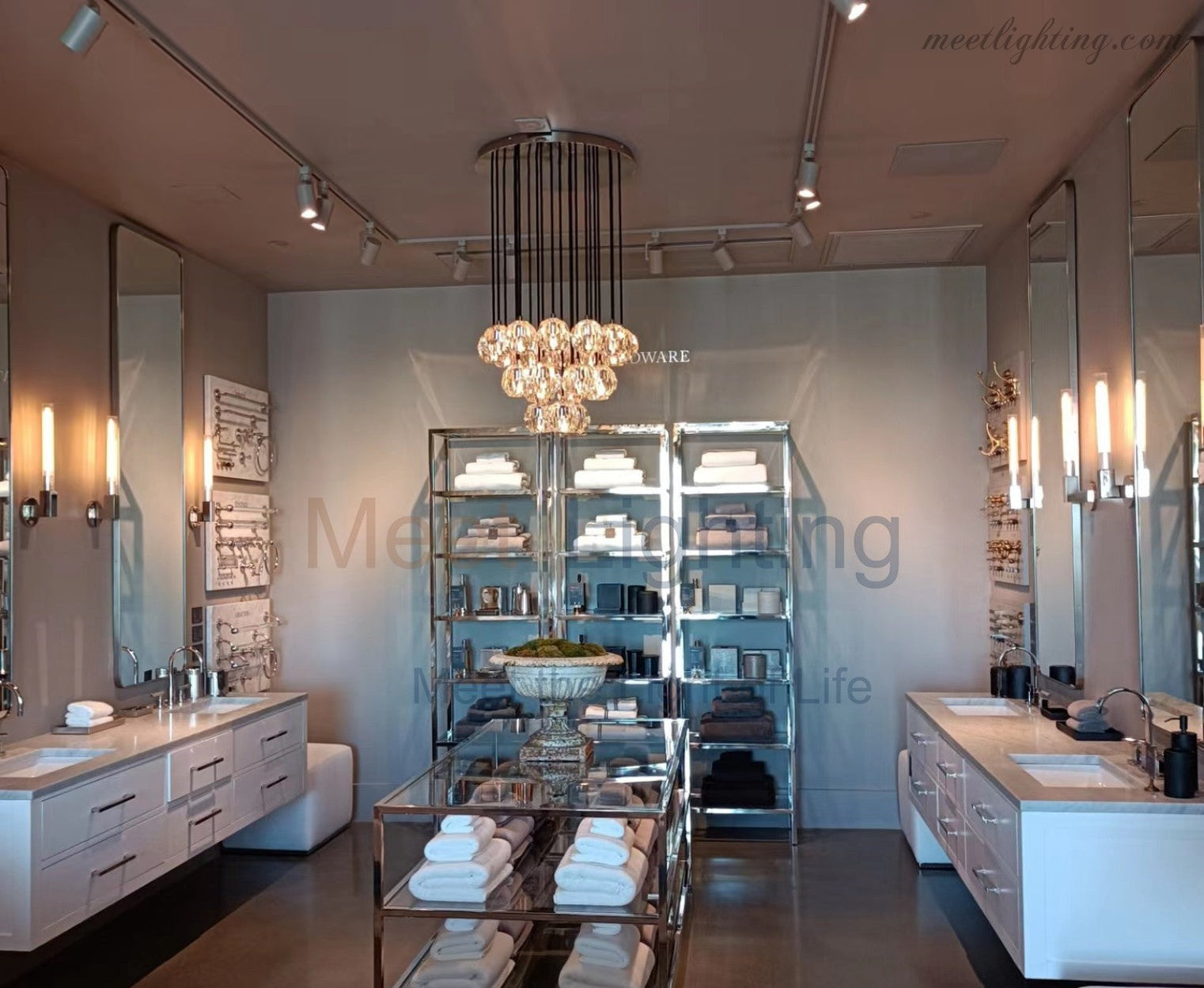 Boule Glass Round Cluster Chandelier 40"-MEET LIGHTING