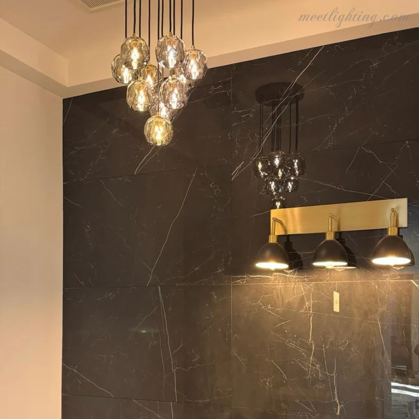 Boule Glass Round Cluster Chandelier 40"-MEET LIGHTING