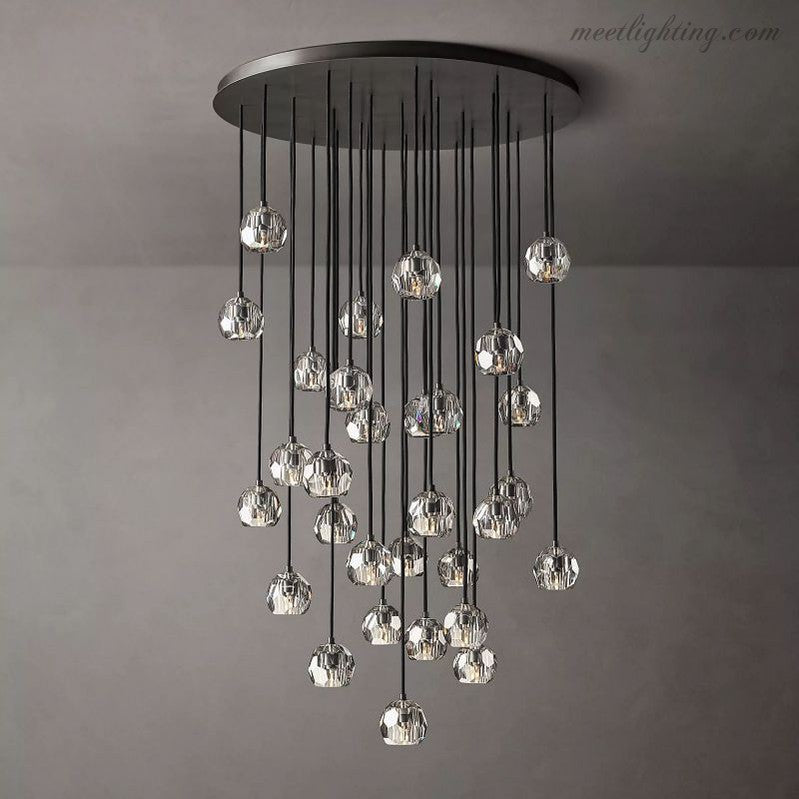 Boule Glass Round Cluster Chandelier 40"-MEET LIGHTING