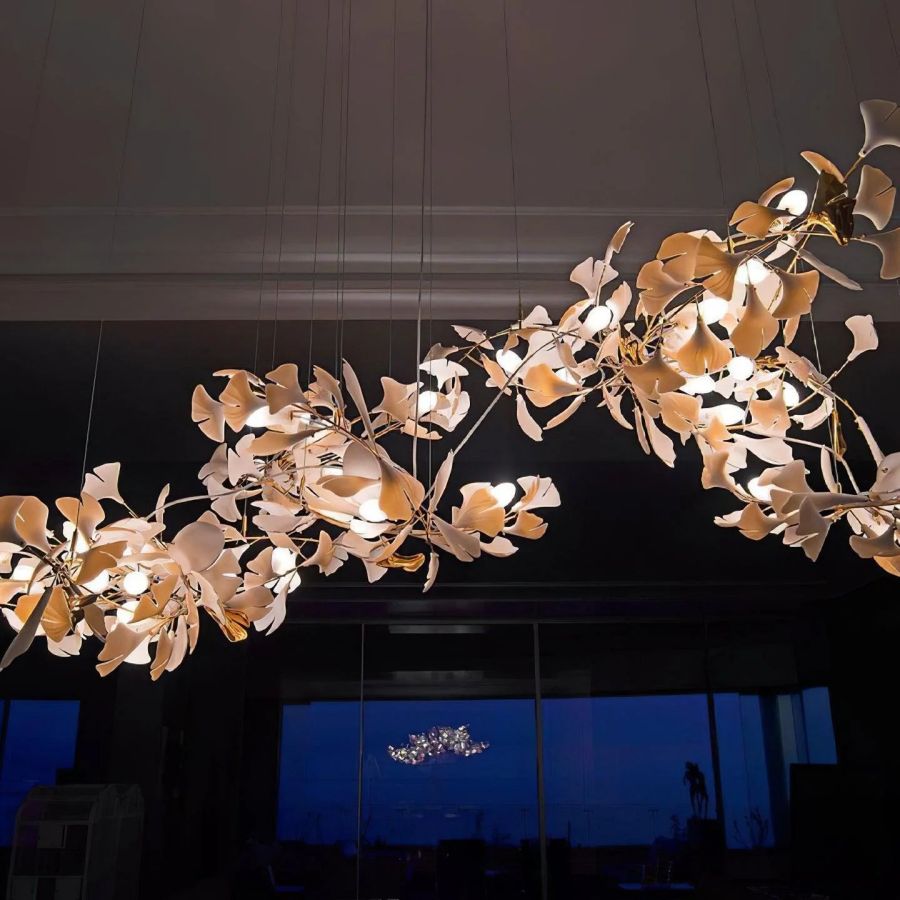 Bustling Ceramic Ginkgo Leaf Chandelier-MEET LIGHTING