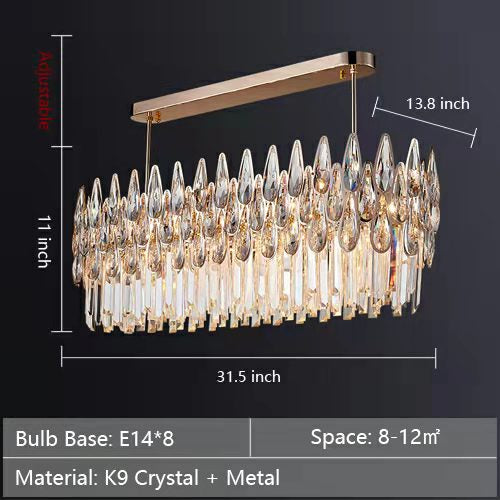 Modern Round/Rectangular Raindrop Crystal Chandelier for Low-ceiling-MEET LIGHTING