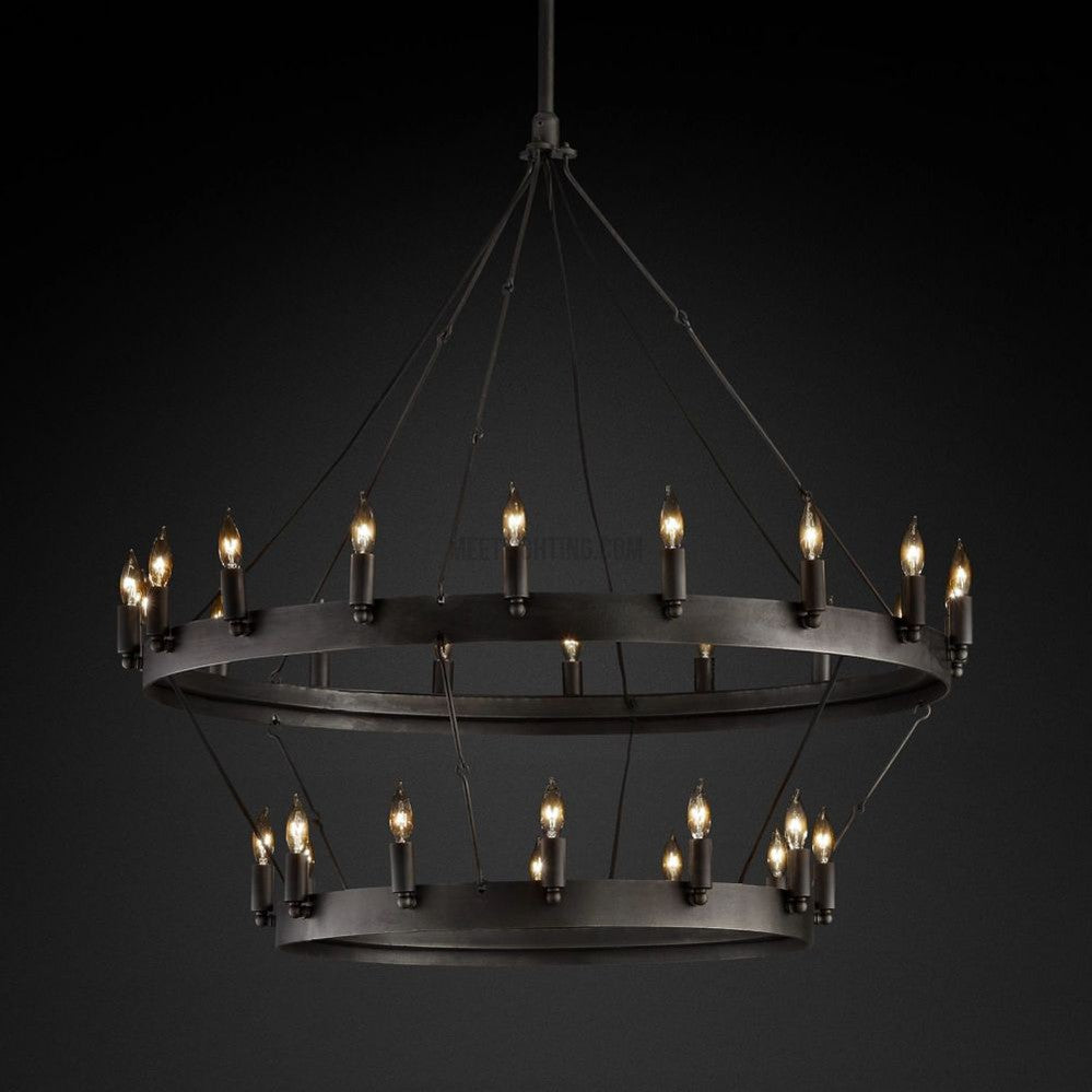 Camino Vintage Candelabra 2-Tier Round Chandelier-MEET LIGHTING
