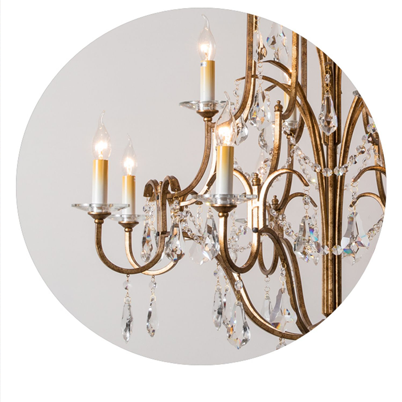 Caspian Vintage Candle Art Brass Chandelier For Living Room-MEET LIGHTING