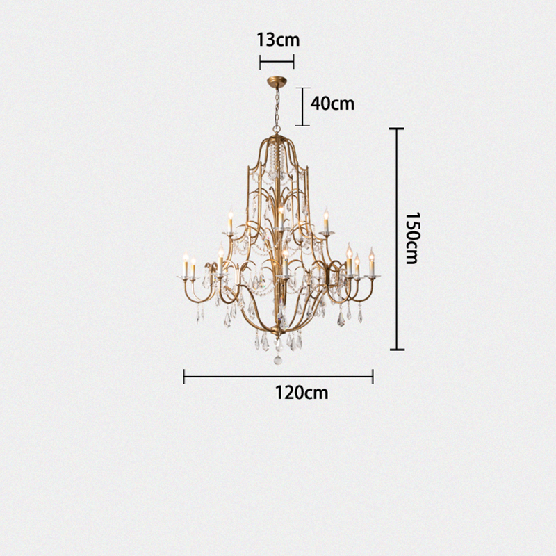 Caspian Vintage Candle Art Brass Chandelier For Living Room-MEET LIGHTING